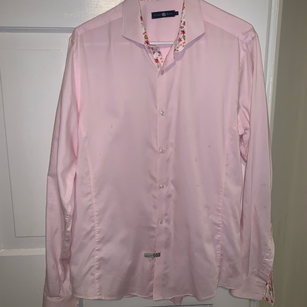 Pink Stone Rose button down
